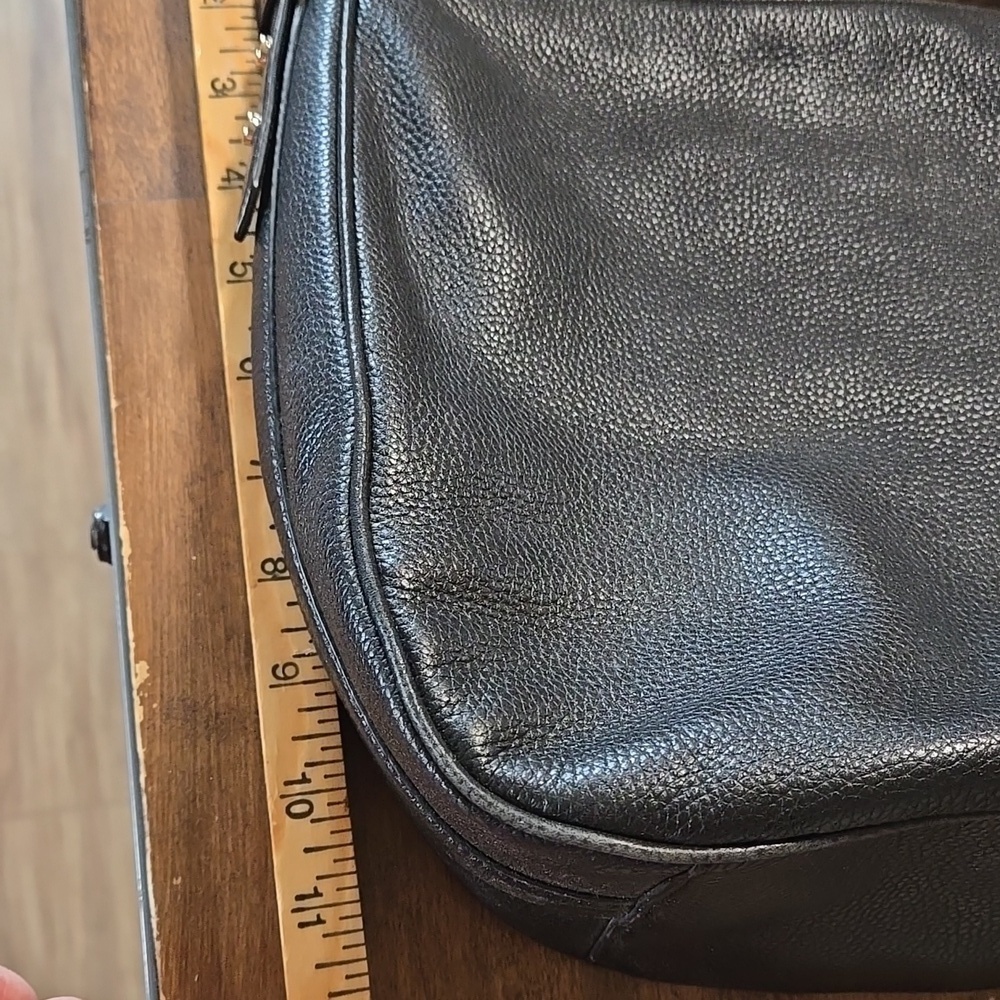 Kate Spade Black Leather Shoulder Bag Pebble Leather With Silver Tone Hardware - Picture 10 of 11